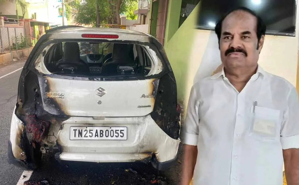 DMK former district deputy secretary car burnt