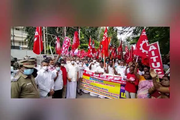 Workers who tried to blockade the coimbatore  Collector Office ...