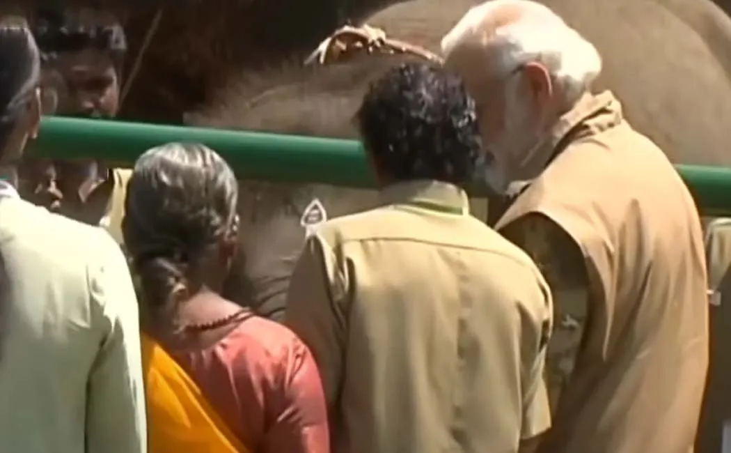 pm modi  met the pomman Belli couple