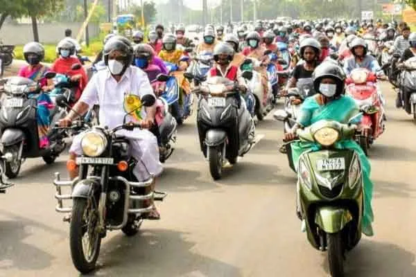 Minister Vijayabaskar drives bullet at National Security Rally ..!