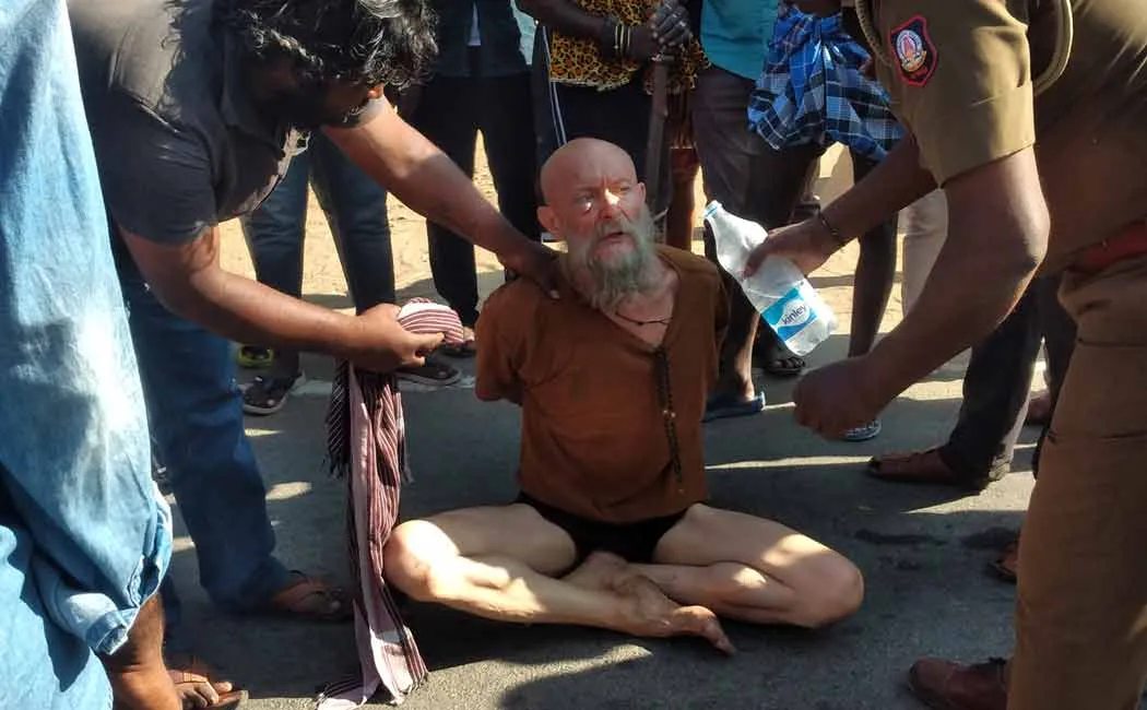 An American who got into a drunken argument with people in Tiruvannamalai