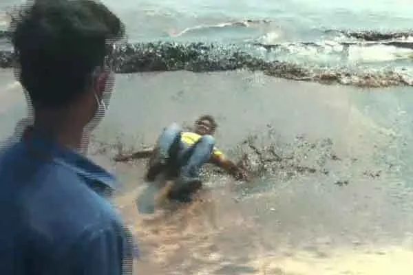 Oil floating in the ocean after a pipeline breaks; 