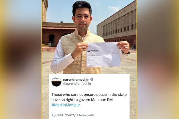 Manipur issue AAP Raghav Chadha MP Narendra Modi old Tweet 