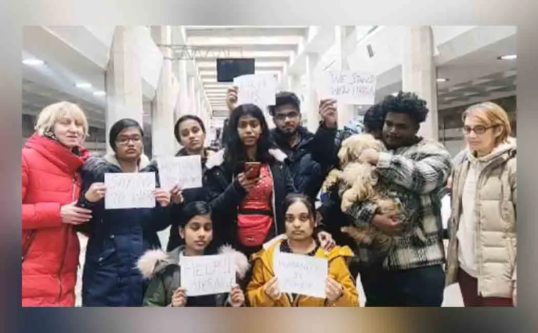 “Nothing is greater than humanity; Stop War”- Students demanding Putin