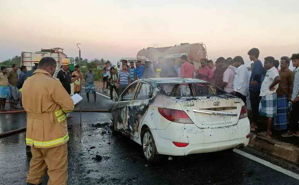 The car suddenly caught fire! The driver who survived 