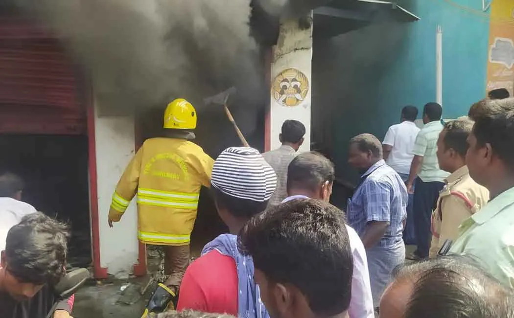 Terrible fire accident at a two-wheeler  shop