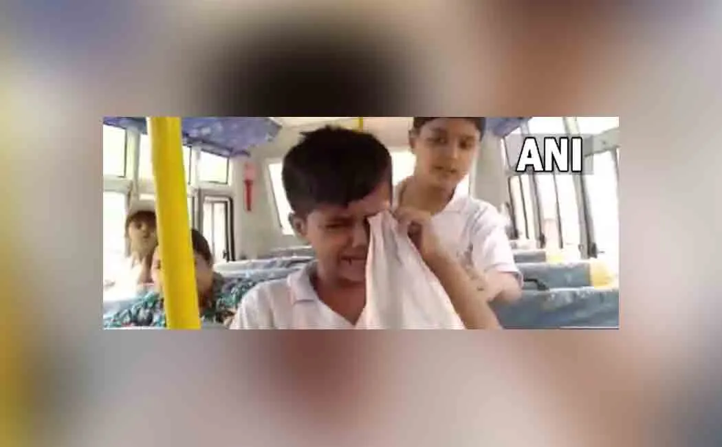 A school bus stuck in Bihar Darbhanga  