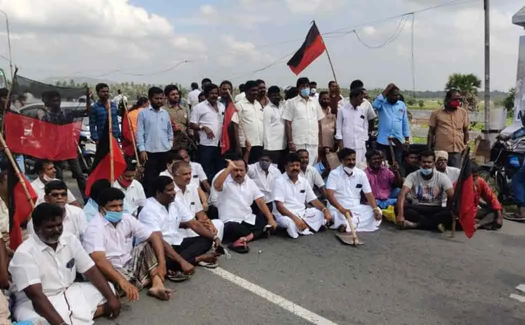 vellore district rain water dame issue DMK MLA 