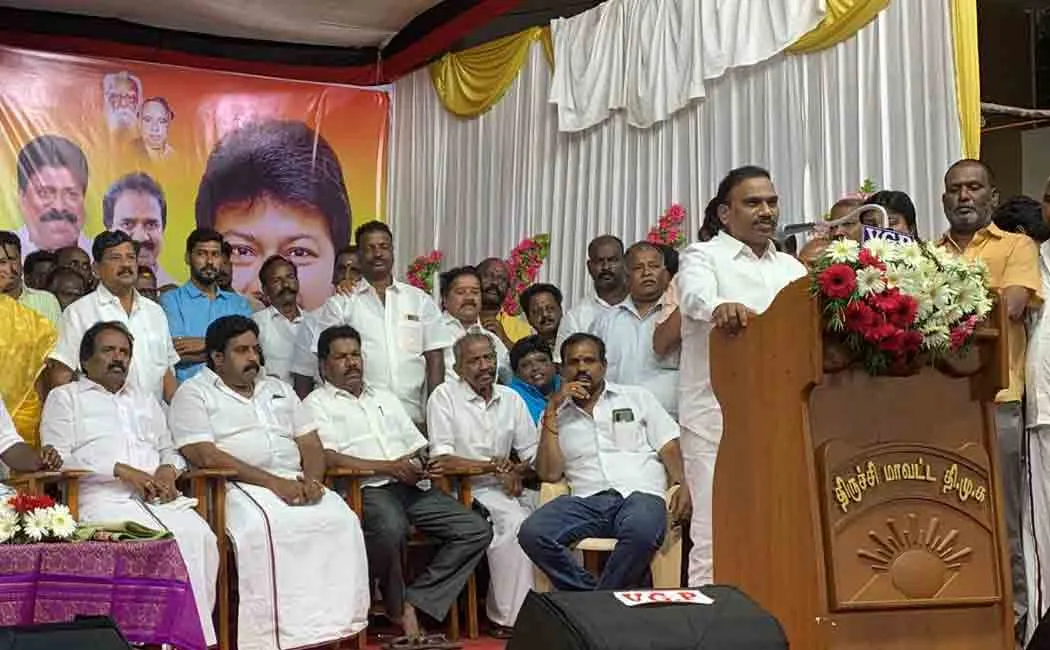 A Raja condemn to hindi in trichy 