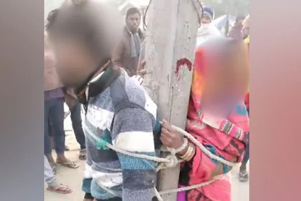 Villagers beat lovers by tying them to poles in bihar