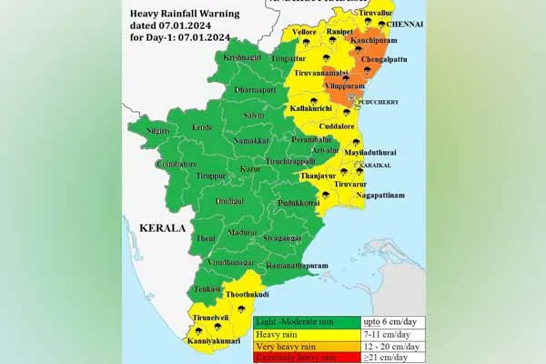 Chance of very heavy rain in 3 districts Meteorological Dept warns