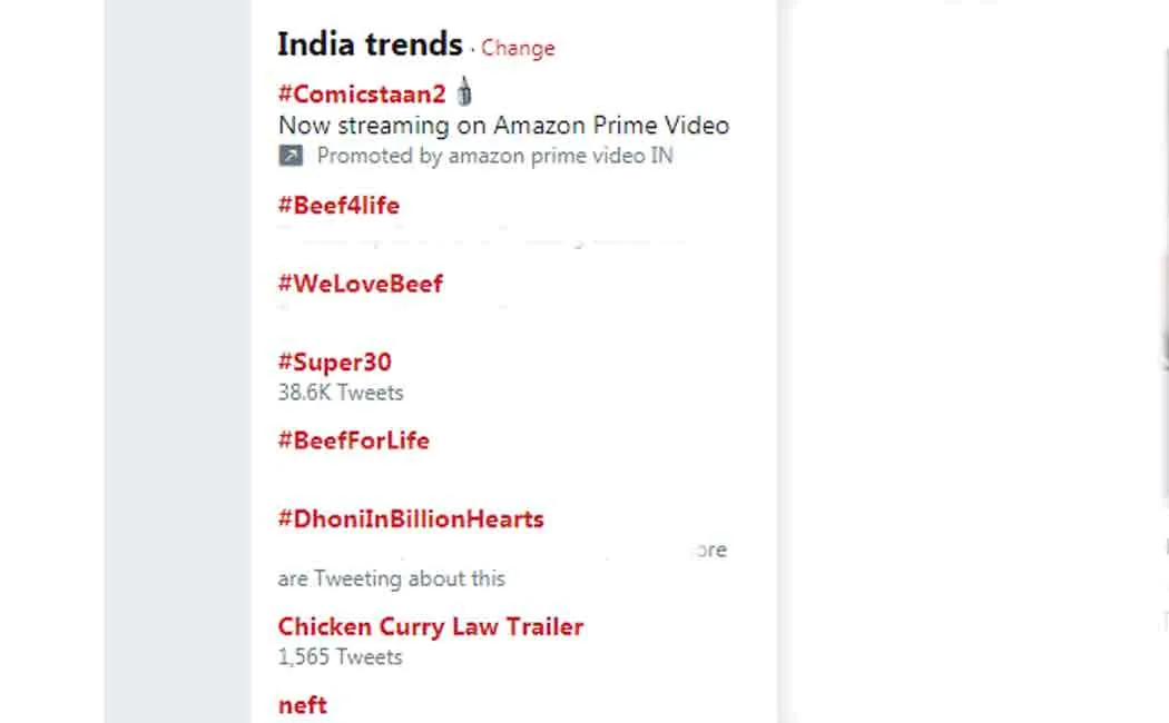 hashtags about beef trending in twitter