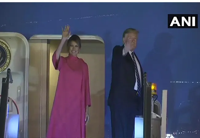 US President Donald Trump departs