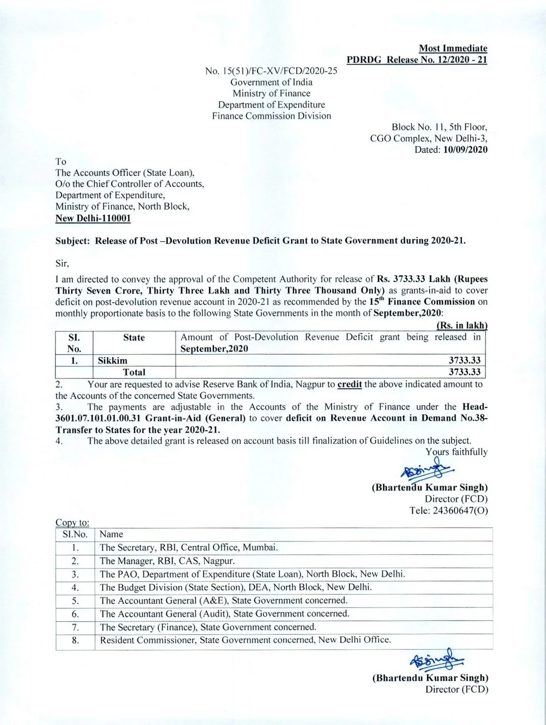 15th pay commission union government released funds 14 states government 