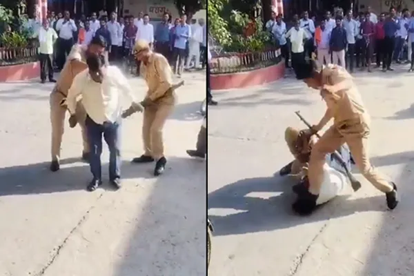 Incident happened on the youth listed in the middle of the road  by police in uttar pradesh