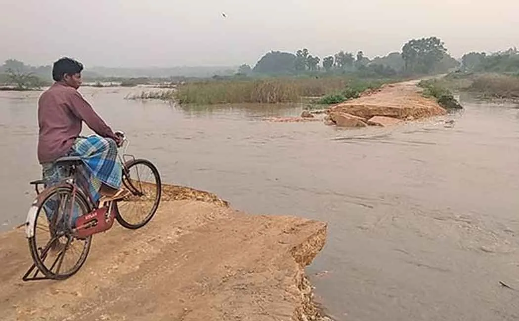 People suffering without a road due to sudden rain!
