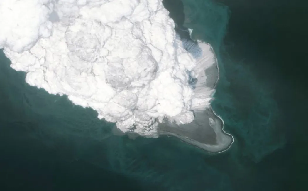  If an underwater volcano erupts   How large will the blob that is formed be?