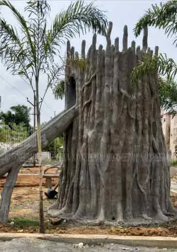 Municipality making cement trees to destroy natural trees!