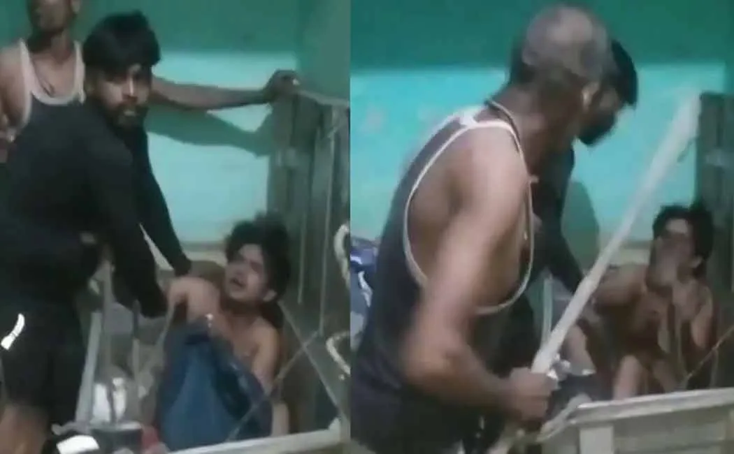 Husband kicked and thrash Young man hiding in house naked for his wife Extramarital affai