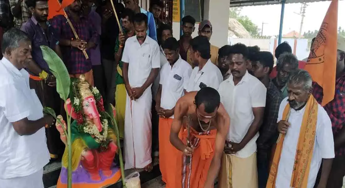 A statue of Lord Ganesha removed from Dindigul 
