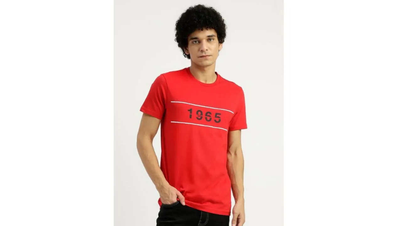 Typography Printed Red T Shirt