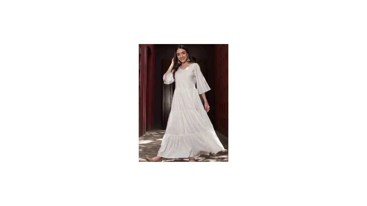 Rustorange White Tiered Maxi Dress