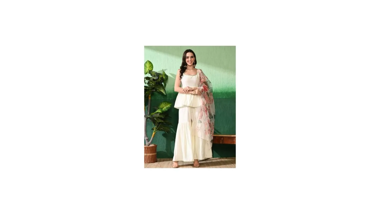 Sangria Kurti With Sharara & Printed Dupatta