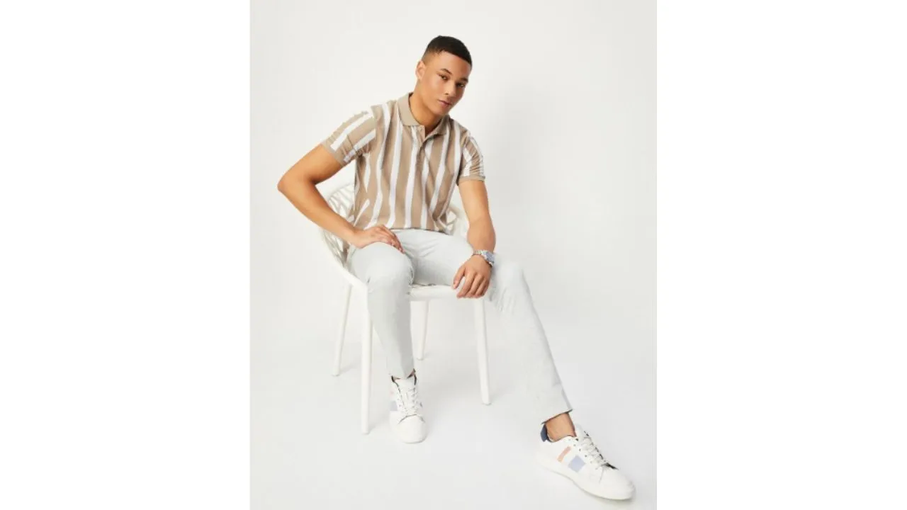 Striped Polo Collar T-shirt