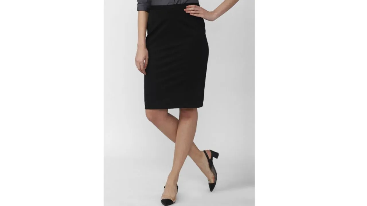Solid Straight Pencil Skirt