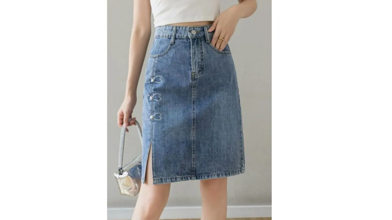 Washed Straight Skirt