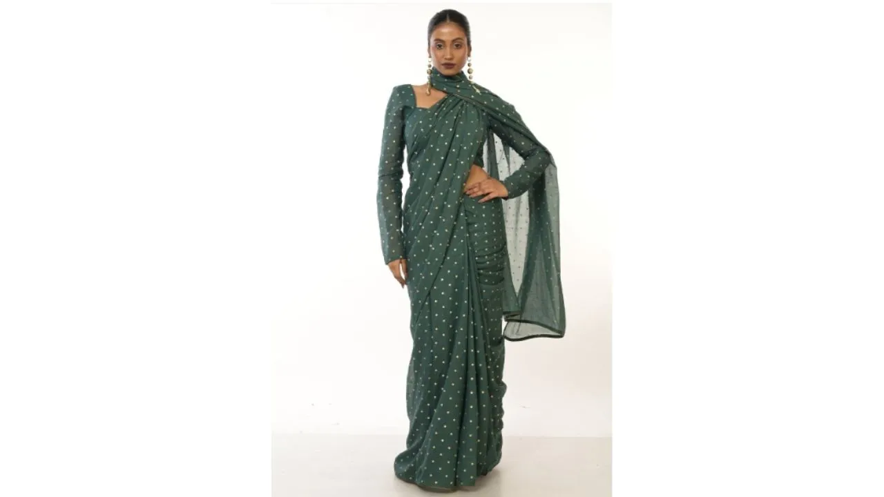 Metallic Polka Dotted Saree