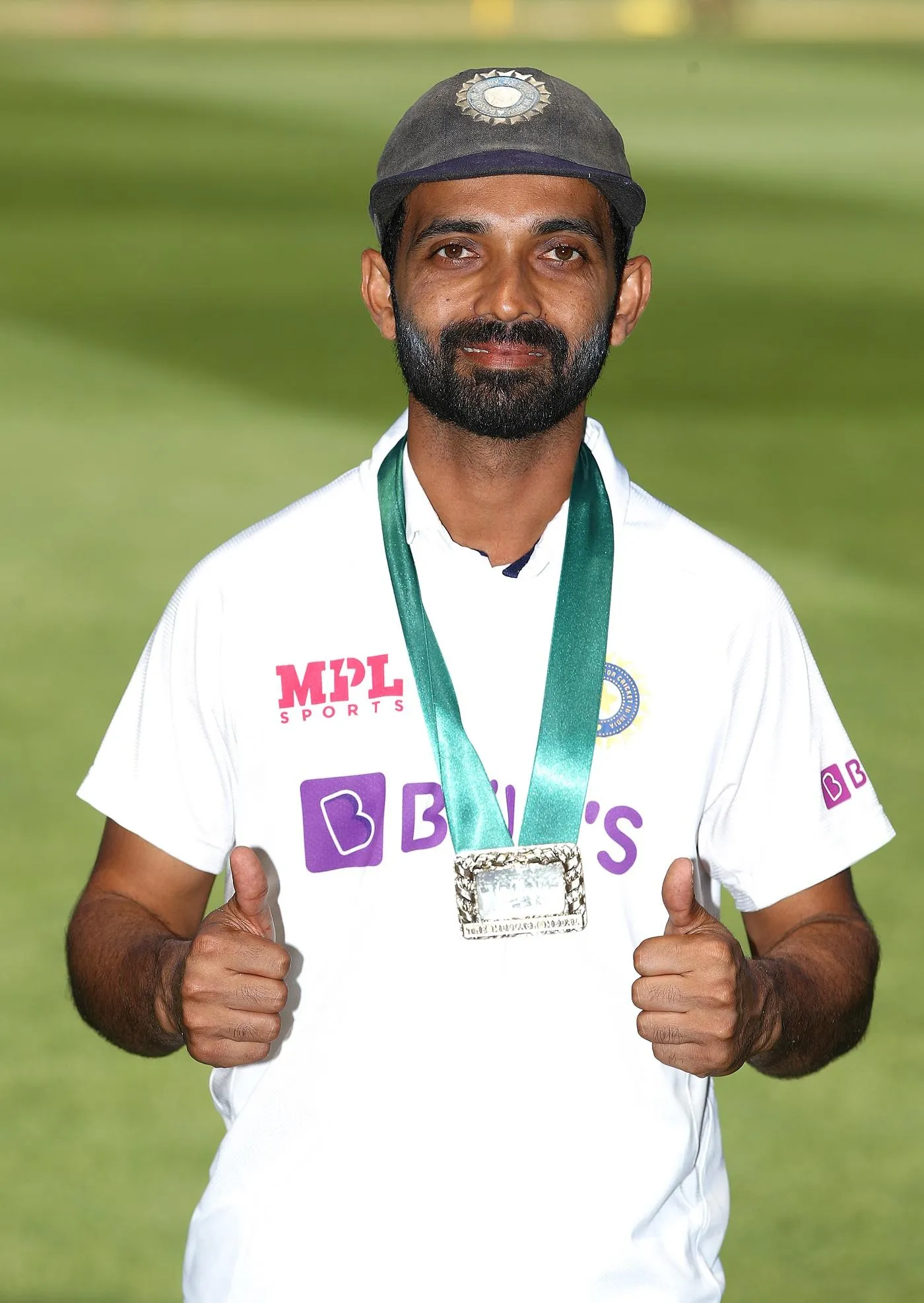 Ajinkya Rahane with the Man of the Match award
