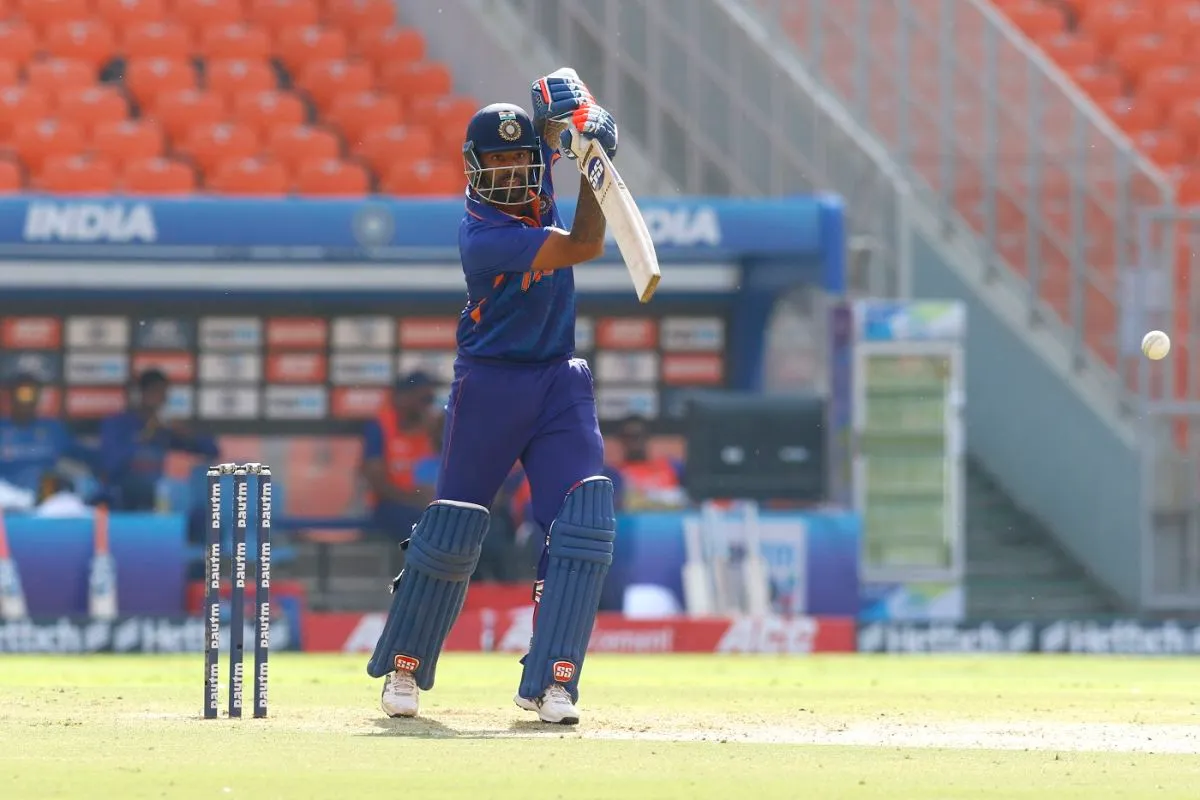 Suryakumar Yadav punches one off the back foot, India vs West Indies, 2nd ODI, Ahmedabad, February 9, 2022