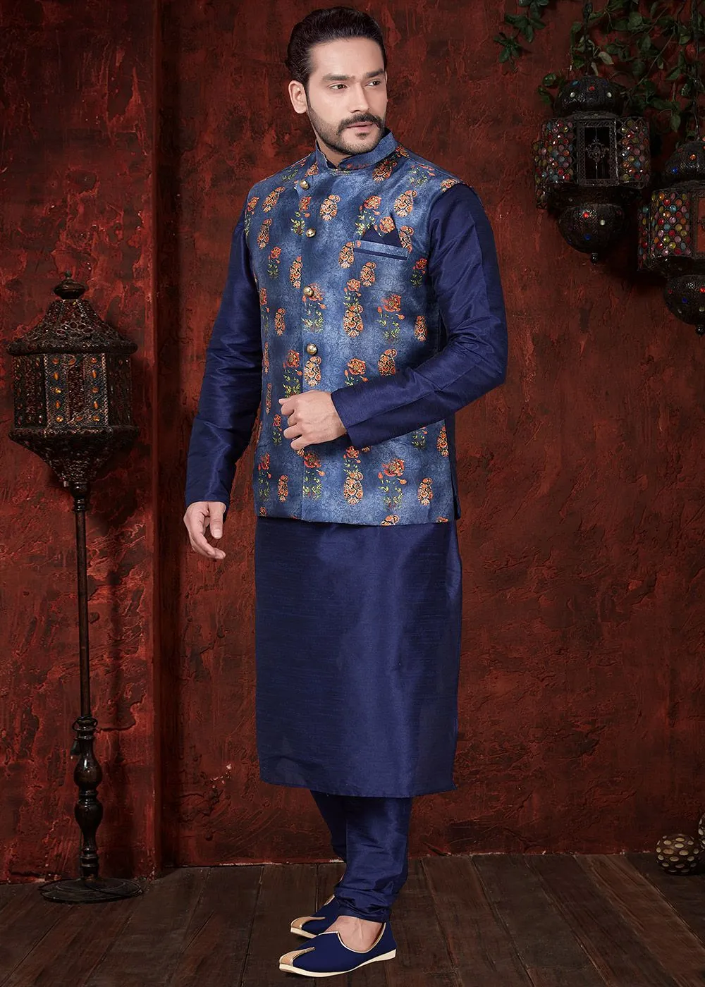 Readymade Navy Blue Kurta 