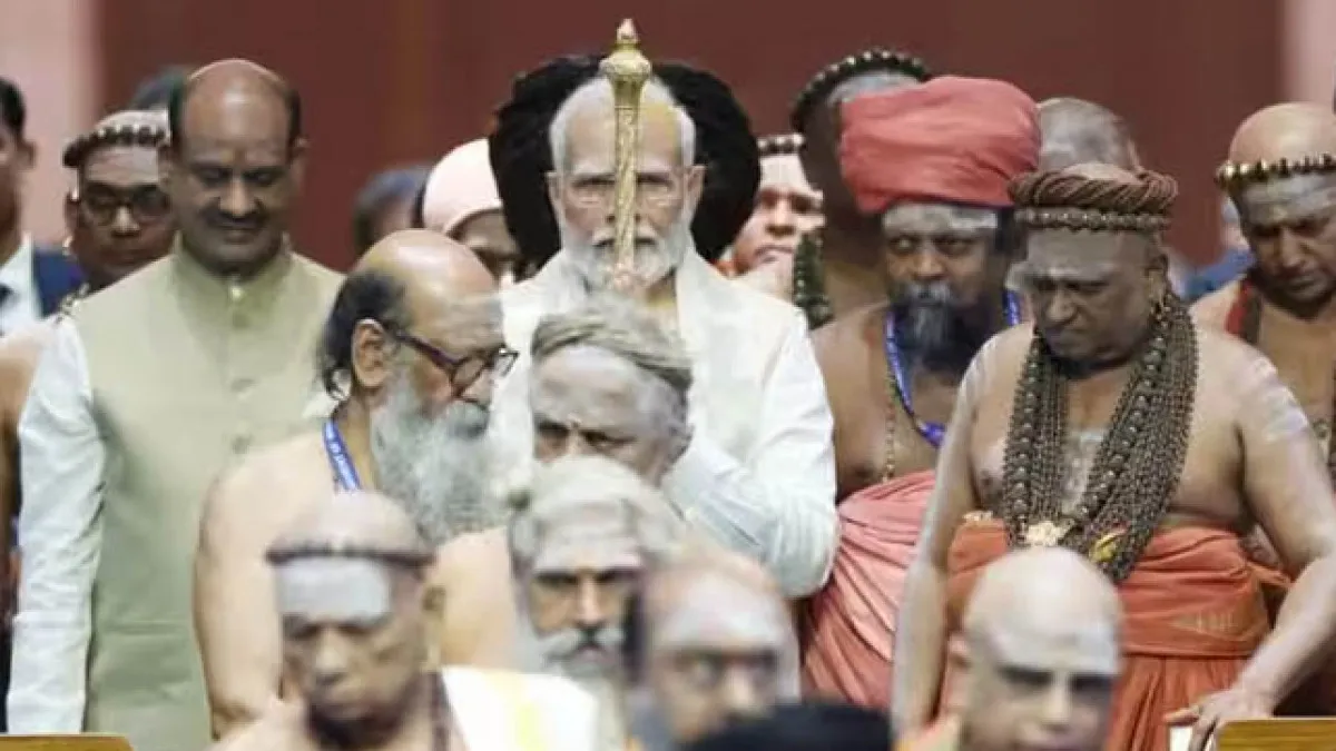 PM Modi carries the ‘Sacred Sengol’ 