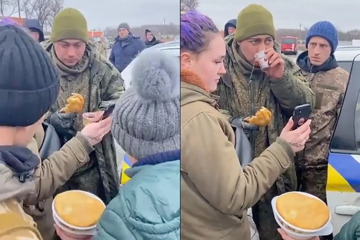 Viral Video: Russian Soldier in Tears as Ukrainians Offer Him Food, Tea, Help Him Call His Mom. Watch