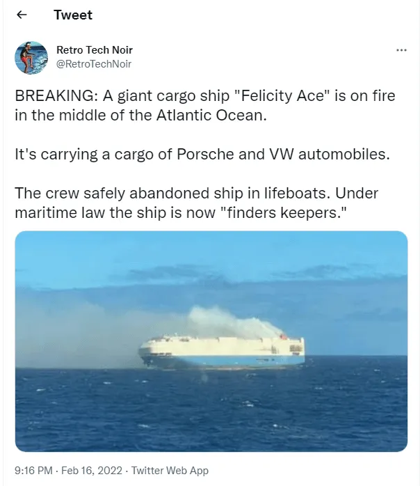 An entire cargo ship loaded with Porche and VW cars is up for grabs : r/Damnthatsinteresting