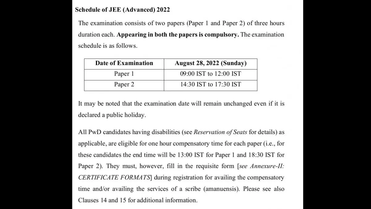 JEE Advanced 2022: IIT JEE exam rescheduled, to be conducted on August 28 