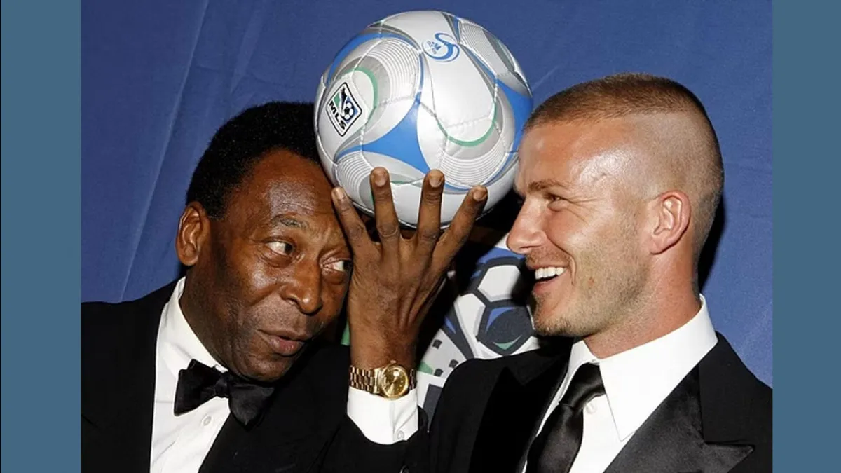 Pele and English soccer star David Beckham