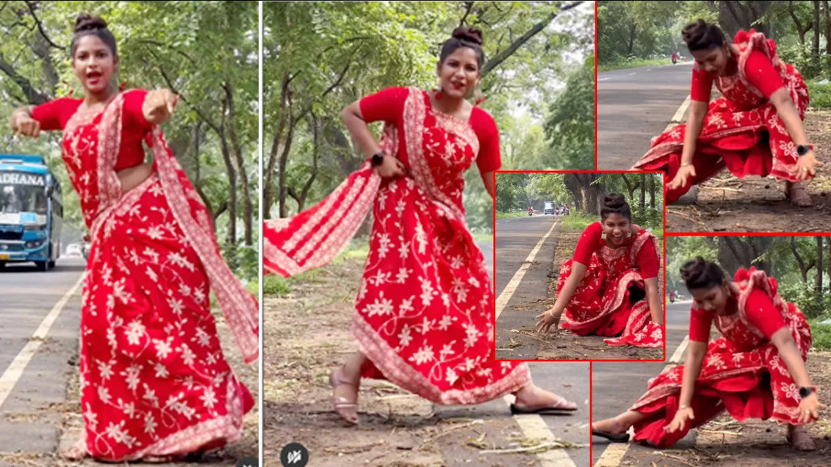 Woman dancing on tauba tauba and slipped