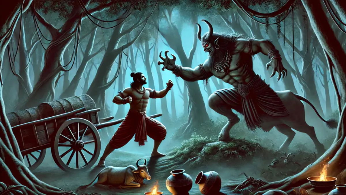 A Story of a man eating demon and a strong man in disguise 