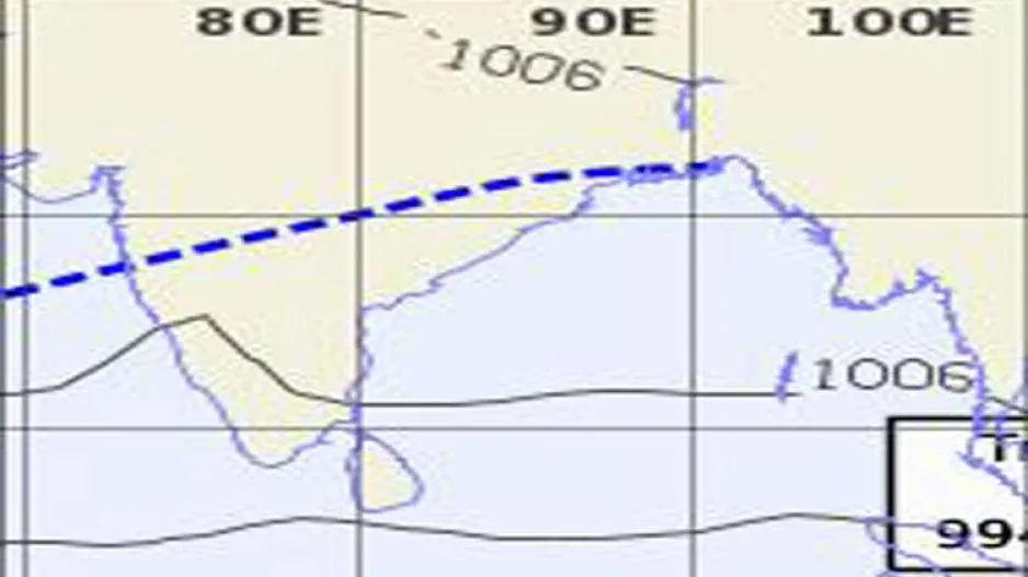 Low pressure Trough Today passing Over Odisha 