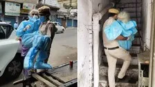 Delhi Cop Turned Good Samaritan Carries 82-Year-Old Woman To Vaccination Centre
