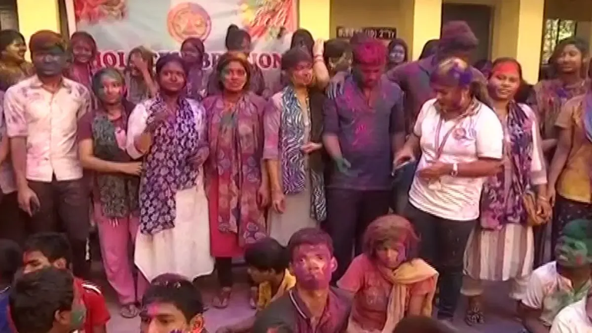 The divyangs of Chetana College of Special Education, Bhubaneswar are celebrating Holi
