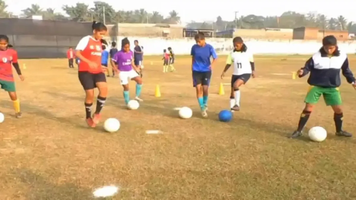 Football players' practice session