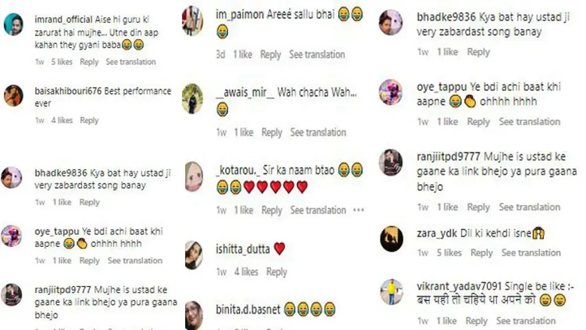 Comments on Instagram post