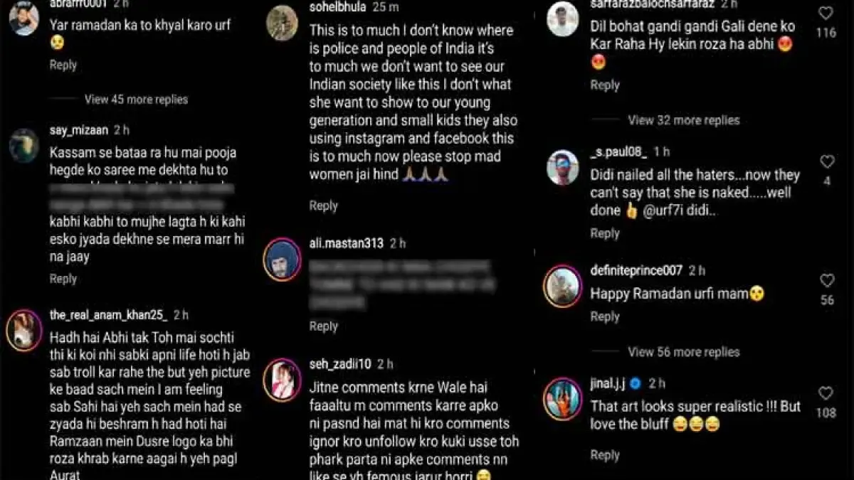 Comments on Urfi Javed's Post
