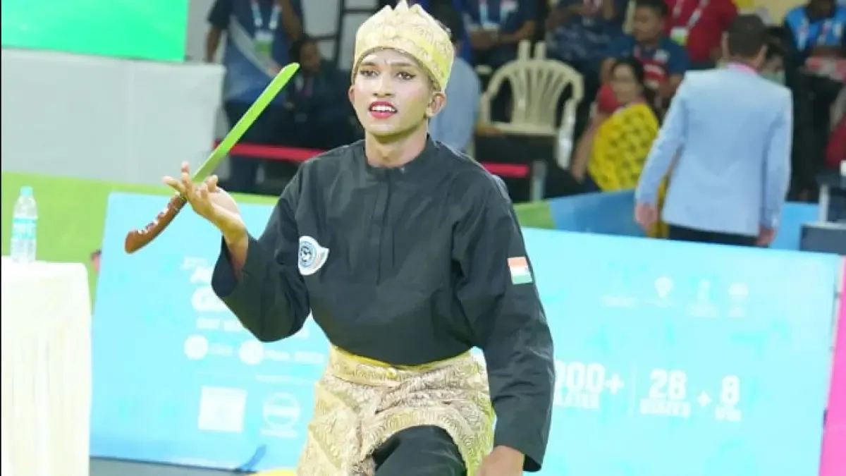 An athlete performs in pencak silat event