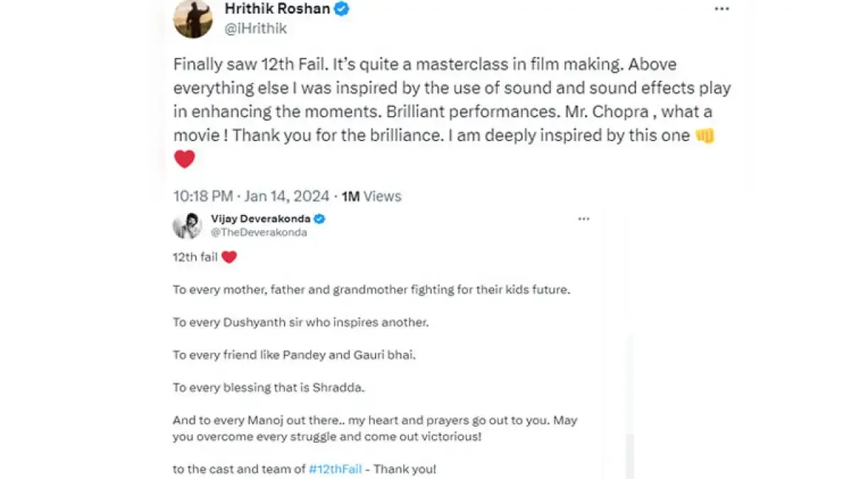 Posts by Hrithik Roshan & Vijay Deverakonda 