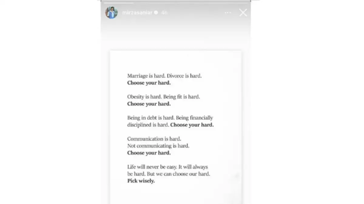 Sania Mirza’s new post is about ‘divorce’ & choosing ‘your hard’